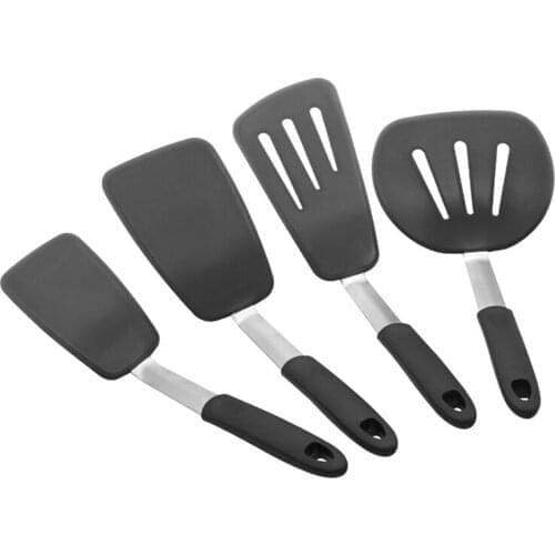 4 pcs Silicone Turners Spatula Heat Resistant BPA Free Non Stick Cookware for Cooking Fish Steak Pancake Eggs Wholesale