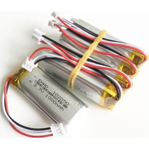 5pcs 1000mAh 3.7V lithium polymer lipo Rechargeable battery JST PH 2.0mm 3Pin 102050 For household wired microphone GPS Camera