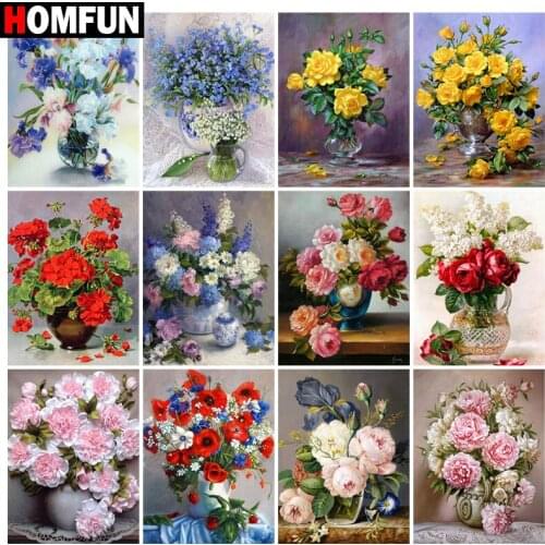 HOMFUN Diamond Painting Full Square/Round Diamond "Flower scenery" Pattern Embroidery Cross Stitch 5D Rhinestone Painting