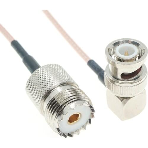 BNC Male Right Angle RA 90 Degree To UHF Female SO239 Pigtail Jumper Coax RF RG316 Cable