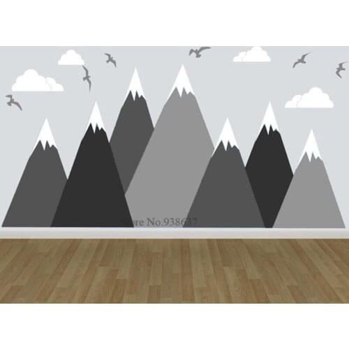Large Size Removable Mountain Wall Decal For Baby Kids Room Wall Decor DIY Stick Wall Mural Stickers Custom Color BA993