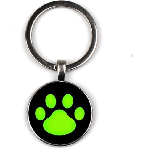 Hot, simple green cute keychain pet dog footprints key chain small gift bag charm key ring