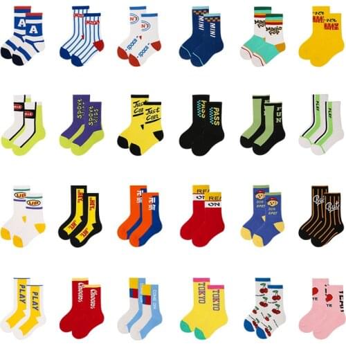 Kids Socks Tide Socks Spring Autumn Letters Street Sports Style Personality Boys And Girls In Tube Socks Fashion Sock 3-12 Years