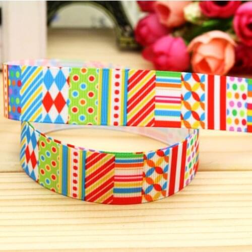 DHK 7/8'' 5yards pattern printed grosgrain ribbon headwear hair bow diy party decoration OEM Wholesale 22mm C986