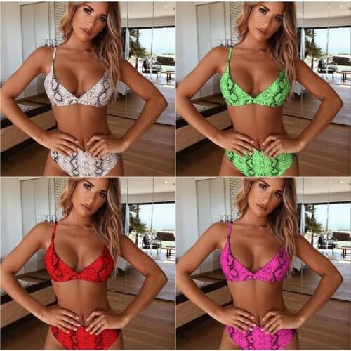 Droshipping Sexy Mini Bikinis 2 Piece Set Women Snakeskin Swimsuit Triangle Bikini Set Summer Beach Bathing Maillot De Bain
