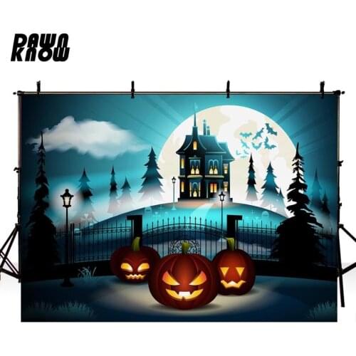 DAWNKNOW Happy Halloween Party Photography Background Backdrop Cartoon Moon Night For Children Photo Studio Customize G797