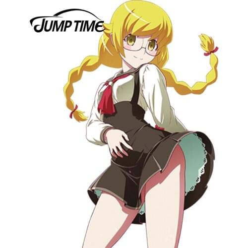 JumpTime 13cm x 8.1cm Car Stickers Monogatari Anime Sexy Short skirt Beauty Oshino Shinobu Vinyl Wrap Decal Racing Waterproof