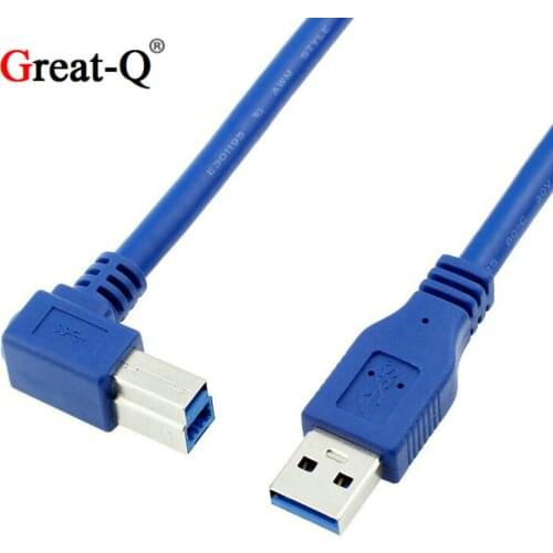 Great-Q High quality USB 3.0 A Type Male Straight to B Male 90 Degree Angled Cable for Hard Disk 1m