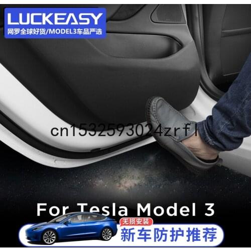 For Tesla Model 3 Leather Anti Kick Pad Interior Modification Door Anti Dirty Dnti Kick Protection Pad