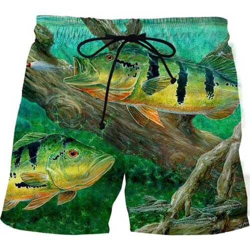 2021 Summer Fashion Fishing Beach Pants 3D Printed Board Shorts Elastic Waistband Beach Shorts Loose Mens Shorts