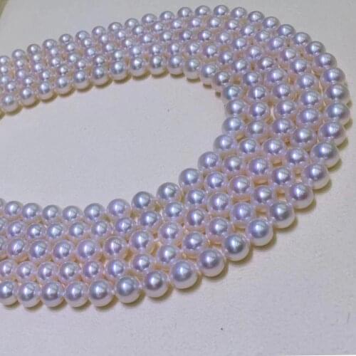 MADALENA SARARA 8-9mm Pearl Necklace Strand Natural White Pearl Micro Flaw Perfect Round 8.0-13.0mm For Jewelry Making