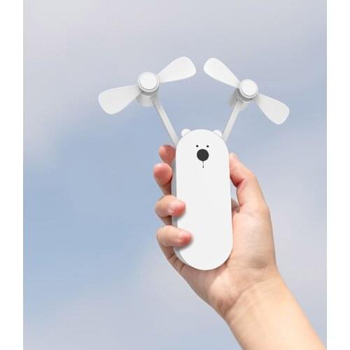Usb Mini Rechargeable Small Fan Hanging Neck Lazy Air Conditioning Fan Portable Handheld Desktop Cold Wind New Cute Bear Outdoor