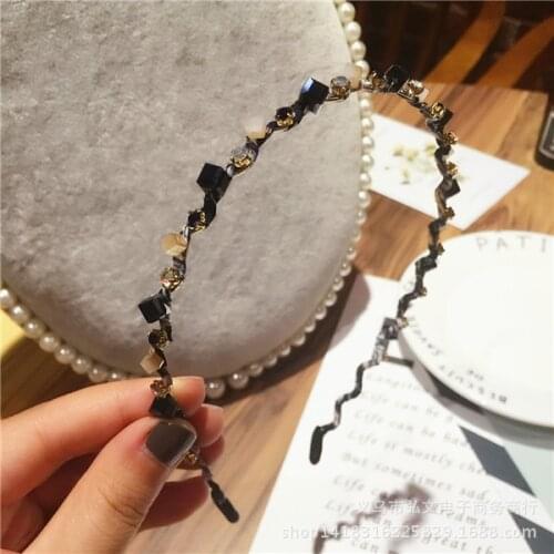 Fashion Luxurious Wave shape Rhinestone Hair Hoop Headband Hairband for Women Girls crystal Hair Band Hair Accessories