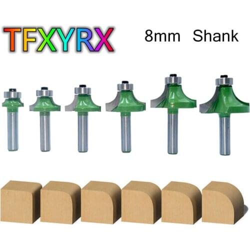8mm Shank Corner Round Over Router Bit with Bearing Tungsten Carbide Milling Cutter for Wood Woodworking Tool