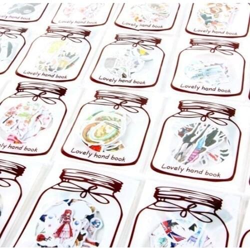 Creative transparent bottle Retro Girl Animal Diary Stickers Decorative Mobile Stickers Scrapbooking DIY Craft Stickers