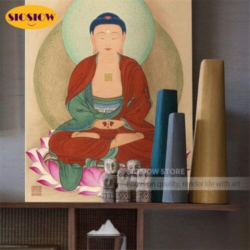 Full Drill 5D DIY Diamond Buddha Paintings Gold Square Round Daimond Mosaic Embroidery 3d For Home Decor Living Room Wall Gift