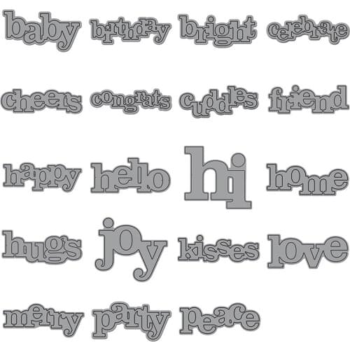 Hi Merry Happy Birthday Bright Joy Party Words Metal Cutting Dies New 2021 Scrapbook Die Cuts Embossing Scrapbook Stencil Craft