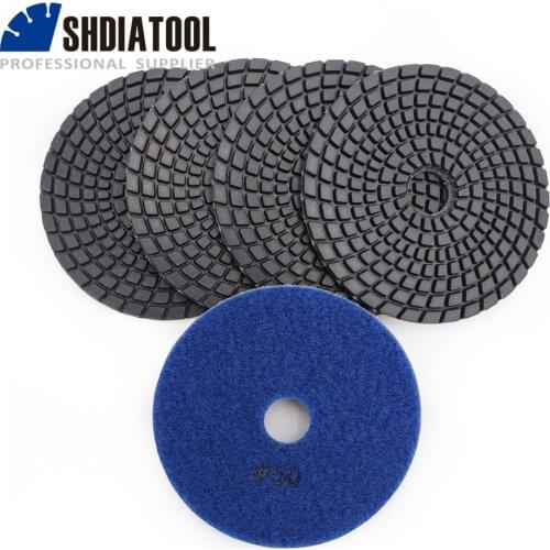 SHDIATOOL 5pcs 4" Professional diamond polishing pads #50 Granite marble tile 100MM Sanding disc for stone