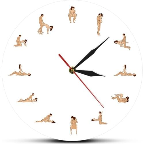 Sexy Erotic Modern Novelty Wall Clock 12 Sex Positions Decorative Wall Watch Kama Sutra Adult Wall Art Funny Sex Gift For Couple