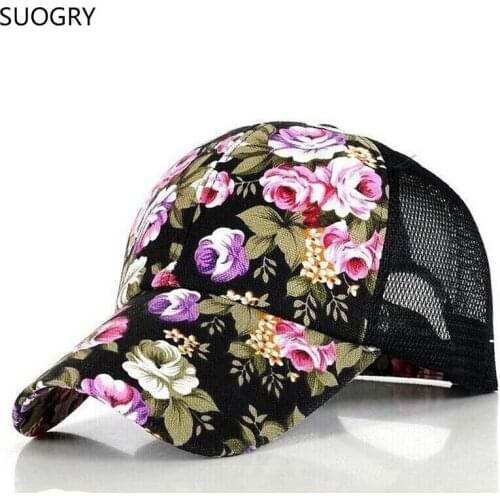 SUOGRY 2018 Meash Baseball Cap Women Floral Snapback Summer Mesh Hats Casual Adjustable Caps Drop Shipping Accepted