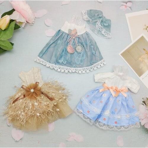 Light Pink Blue Cartoon Long-Sleeve Sweater Skirt Cloth For 12 inch Doll 1/6 YSOD Doll 30 cm BJD Doll