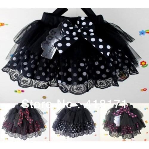 Beauties Tulle & Dots Scooter Skirt Multilayer Lace Girls Skort TUTU Skirt with dot bow Dance Skirt