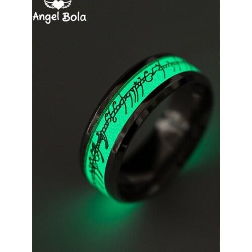 Green Ring Glow In The Dark Gold Inlay Green Background Fashion Silver color Men Woman Rings Fluorescent Glowing