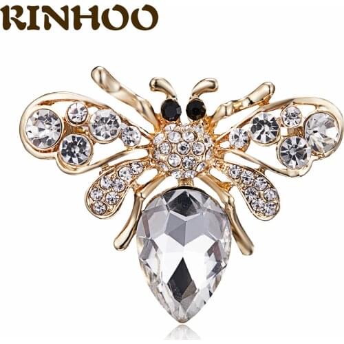 Fashion Crystal Rhinestone Bee Brooches Women Cute Honeybee Insect Brooch Pins Trendy Winter Sweater Coat Accessories Good Gift