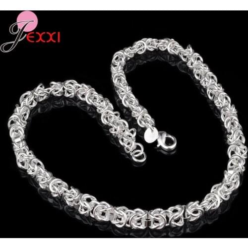 Fast Delivery Women Girls 925 Sterling Silver Thick Necklace Punk Heavy Jewelry Accessory Short Necklace Choker For Birthday