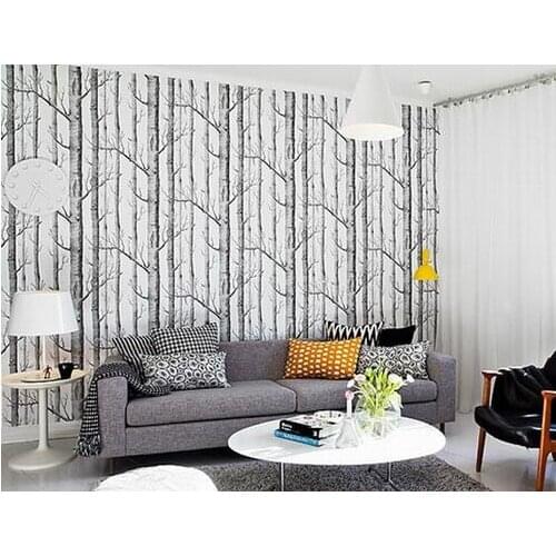 10 meter/lot Birch Tree woods wallpaper roll modern designer wallcovering simple wallpaper