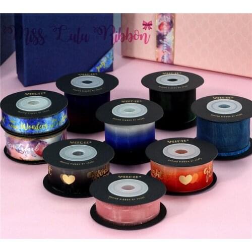 16-38mm10 Yards Valentines Day Series Polyester Snow Yarn/Satin + Hot Stamping Pattern Printing Gift Party Decoration Ribbon