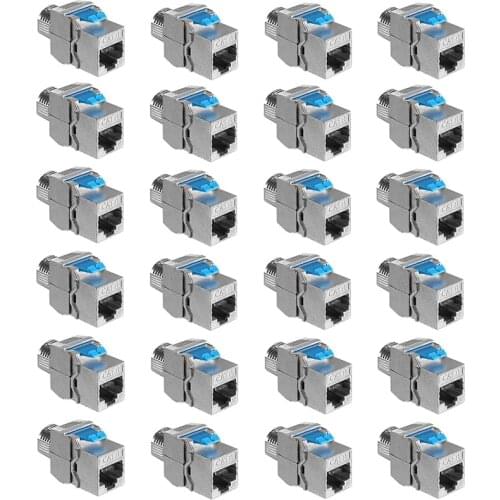 24 Pcs Keystone Module Jacks CAT-8 Shielded Keystone Jack RJ45 Cat 8 Ethernet Module 40 Gbit with Shielded Metal Housing