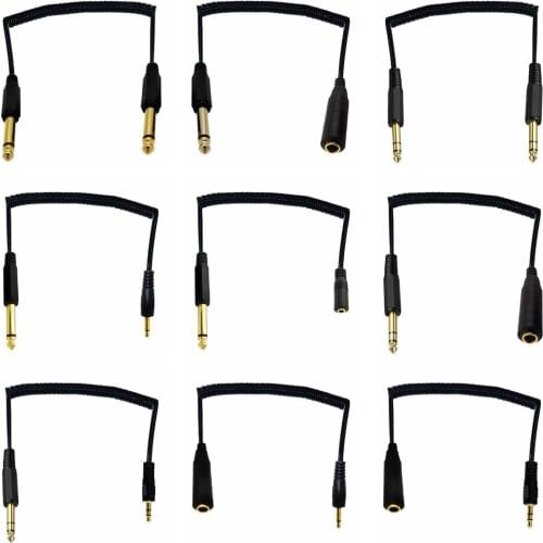 3.5mm to 6.35mm Adapter Aux Male to Male & Female Spring Cable Extension Cord for Mixer Amplifier 3.5mm 2pole 3pole to 6.5 Jack