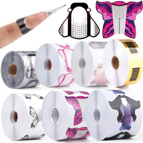 500pcs Nail Clothespins Acrylic UV Gel French Nail Extension Forms Stencils Builder Gel Sticker Guide Mold Manicure Tools