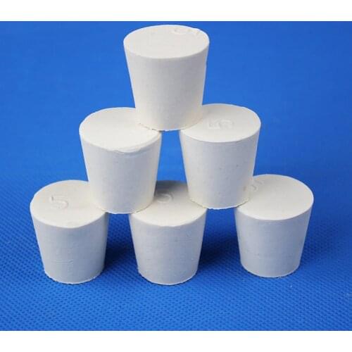 Lab Use 000# 8-12.5mm to NO.10 43-52mm White Rubber Stopper Sealing Plug for Flask Bottle or Tube Laboratory Chemistry Equipment