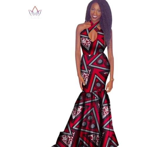 Bintarealwax African Wax Print Dresses for Women Bazin Riche Sexy Party Hollow Out Dress Plus Size African Women Clothing WY1346