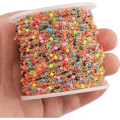 1m Width 2mm Stainless Steel Gold Cable Enamel Chain Body Waist Chains Necklace Diy Jewelry Making Supplies Wholesale Bulk Items