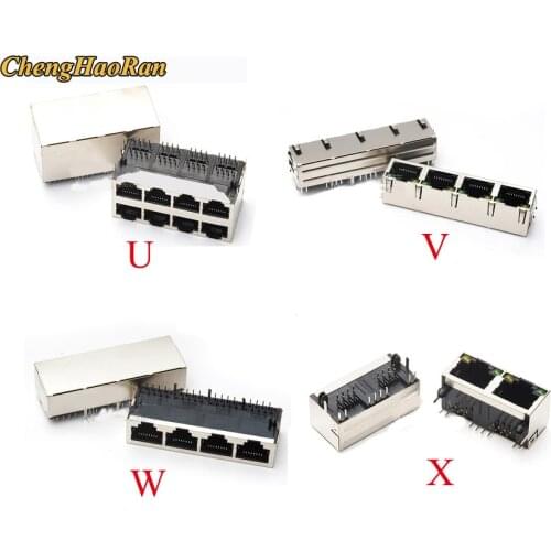 ChengHaoRan 1pcs RJ45 Network Ethernet Female Socket 8P8C 10P8C With Light SMD/SMT/horizontal/vertical jack connector