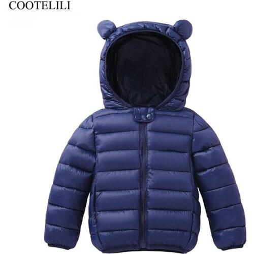 COOTELILI Cute Bear Childrens Parkas Winter Jacket For Girls Boys Infant Overcoat Winter Children Coats Warm Kids Jacket Baby