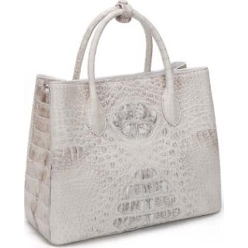 Dongou Siam crocodile Female bag Genuine leather handbag The Himalayan white women handbag