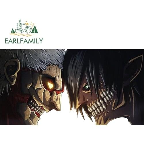 EARLFAMILY 13cm x 6.9cm for Attack on Titan Peeking Car Stickers Laptop Motorcycle Occlusion Scratch Waterproof Decal Decoration
