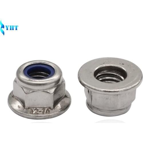 GB6183 304 Stainless Steel Rod M4 M5 M6 M8 M10 M12 Locknut Hexagonal Padded Nylon Skid Flange Lock Nut SUS304