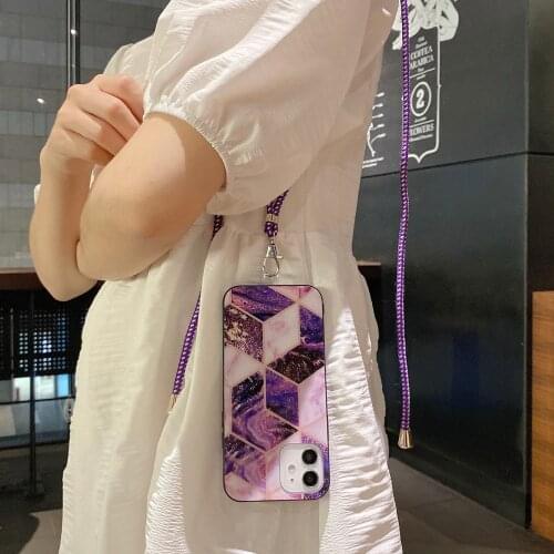 Gradient Glitter Sequins Star Lanyard on Case for Samsung Galaxy S20 Ultra S8 S9 S10 Plus Lite Note 8 9 10 Lite Cover Cord Chain