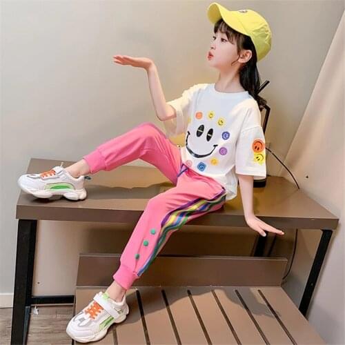 Children Clothing Set Girls Sets Kids Summer Girl Outfit Cotton Sports Suit Set 4 6 7 8 10 12 Years Teen Girls Clothes Tracksuit
