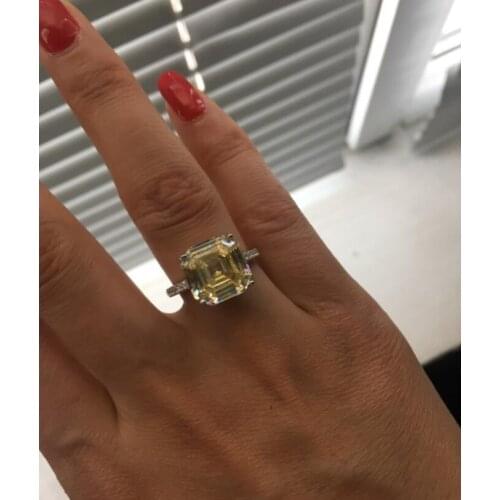 Jankelly New Sparkling Square Shape clear white Color AAA Cubic Zircon Rings For Women White Gold Color anillos mujer Ring