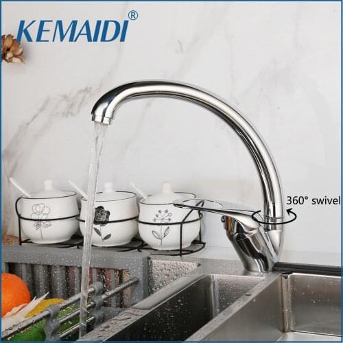 KEMAIDI 360 Swivel Degree Rotation Chrome Polish Faucet 1 Handle Kitchen Basin Sink Mixer Tap Stainless Steel Kitchen Faucet