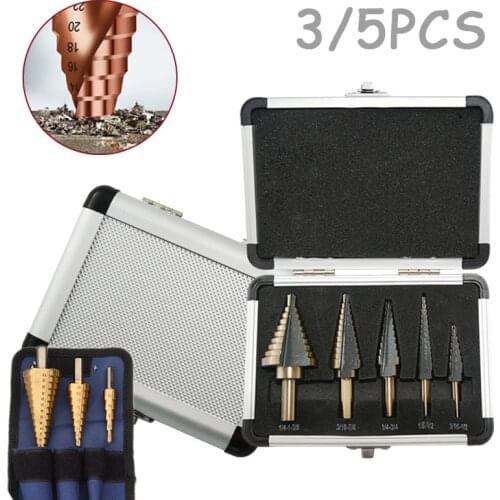 3/5pcs HSS Cobalt Multiple Hole 50 Sizes Cobalt Titanium Conical Carbide Drill for Metal Wood Step Cone Drill Woodworking Tools