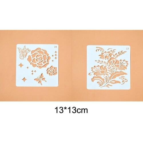 2pc Openwork Butterfly Rose Template Bullet Journal Engraving Drawing Stencil Scrapbooking Album Decorative Template Reusable