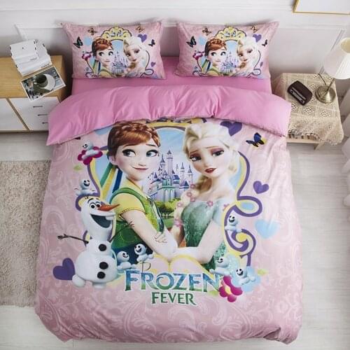 Disney Bedding Set Purple Frozen Elsa Anna Princess Rapunzel Bella Duvet Cover Sets for Baby Children Girls Bed Birthday Gifts