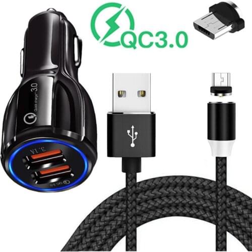 Magnetic Micro usb Cable For Samsung A10 A7 Huawei Y6 Y6P P8 Asus Zenfone Max ZB634KL USB 3.1A fast Car Charger P Smart adapter